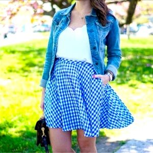 J. Crew gingham pleated linen skirt size 8 NWT